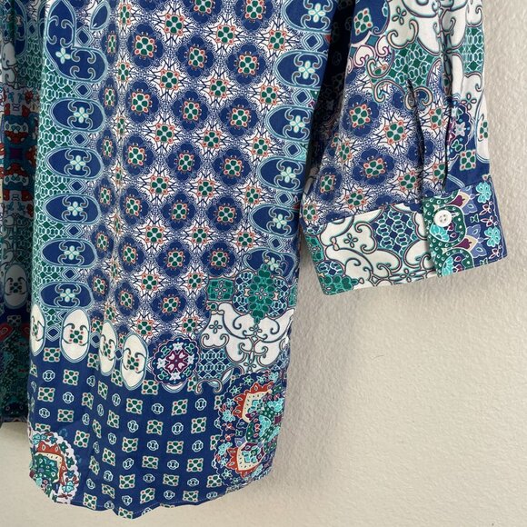 Chicos 2 Womens Large Multicolor Button Up Shirt 3/4 Sleeve Pocket Blouse Top - Picture 10 of 12